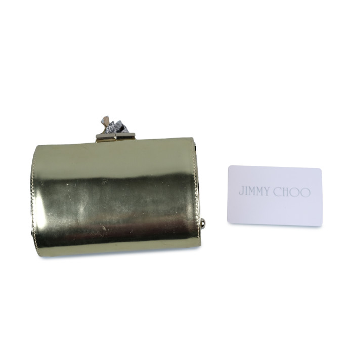 Jimmy Choo Metallic Gold Leather Mini Twill Tube Clutch