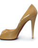 Christian Louboutin Beige Patent Lady Peep Pumps Size