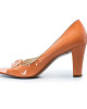 Salvatore Ferragamo Orange Patent Leather Peep Toes