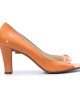 Salvatore Ferragamo Orange Patent Leather Peep Toes