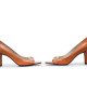 Salvatore Ferragamo Orange Patent Leather Peep Toes