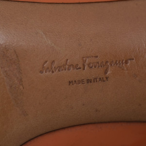Salvatore Ferragamo Orange Patent Leather Peep Toes