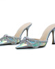 Mach & Mach Multicolor PVC Crystal Embellished Double Bow Mules Size 36 