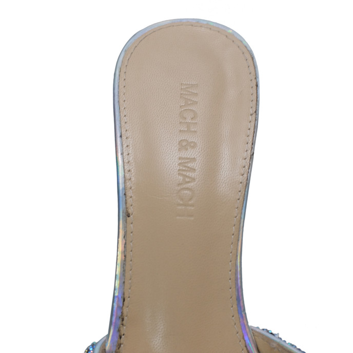 Mach & Mach Multicolor PVC Crystal Embellished Double Bow Mules Size 36 