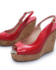 Jimmy Choo Red Patent Leather Cork Wedges Size 40