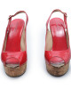 Jimmy Choo Red Patent Leather Cork Wedges Size 40