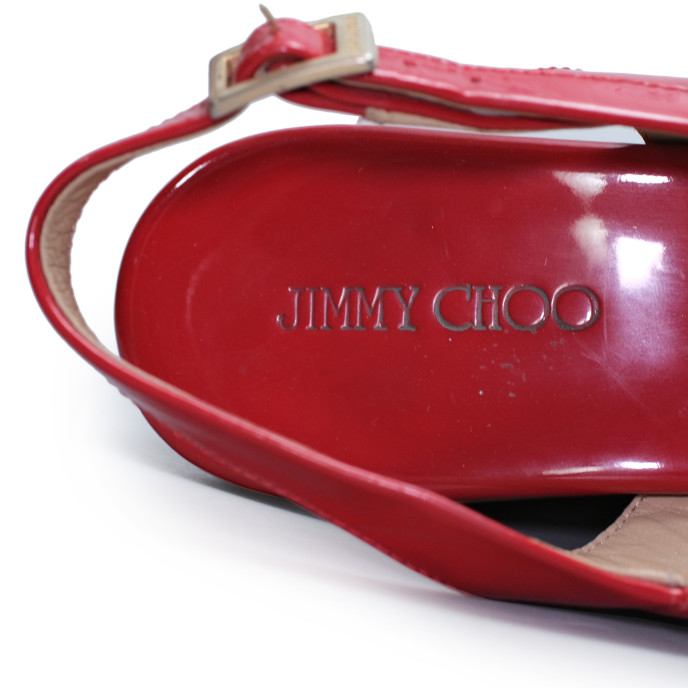 Jimmy Choo Red Patent Leather Cork Wedges Size 40