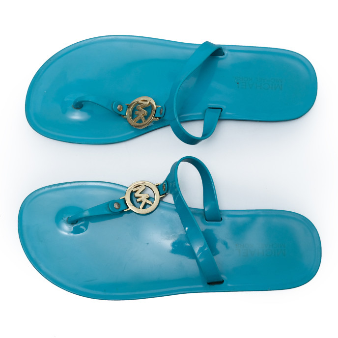 Michael Kors Turquoise Jelly Thong Flat Sandals