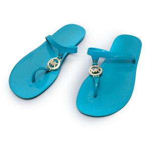 Michael Kors Turquoise Jelly Thong Flat Sandals