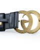 Gucci Black Leather Pearl Double G Belt