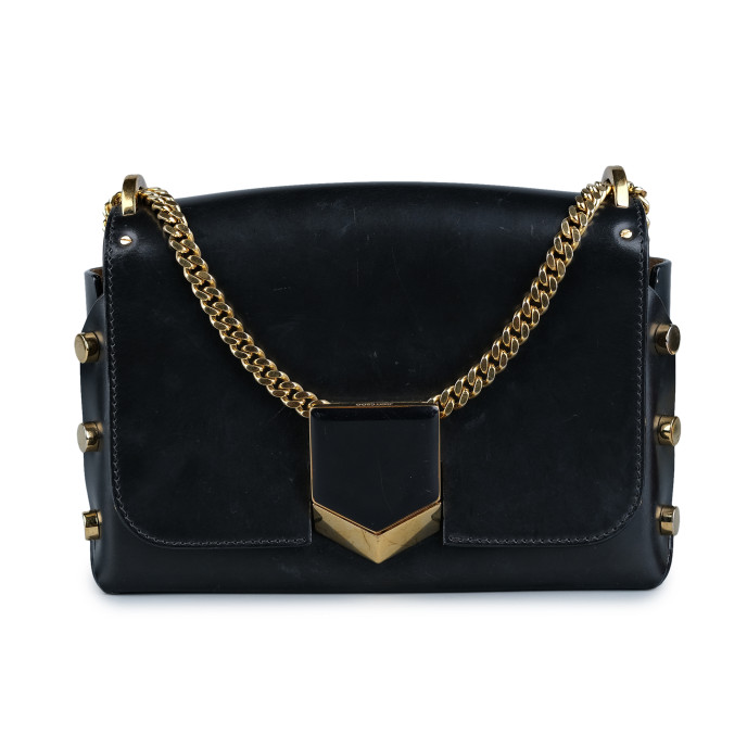 Jimmy Choo Black Leather Lockett Shoulder Bag