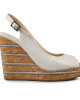 Jimmy Choo White Leather Silver Striped Cork Wedges Size 36