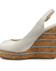 Jimmy Choo White Leather Silver Striped Cork Wedges Size 36