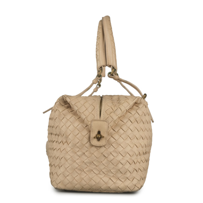 Bottega Veneta Beige Intreciatto Leather Montaigne Shoulder Bag