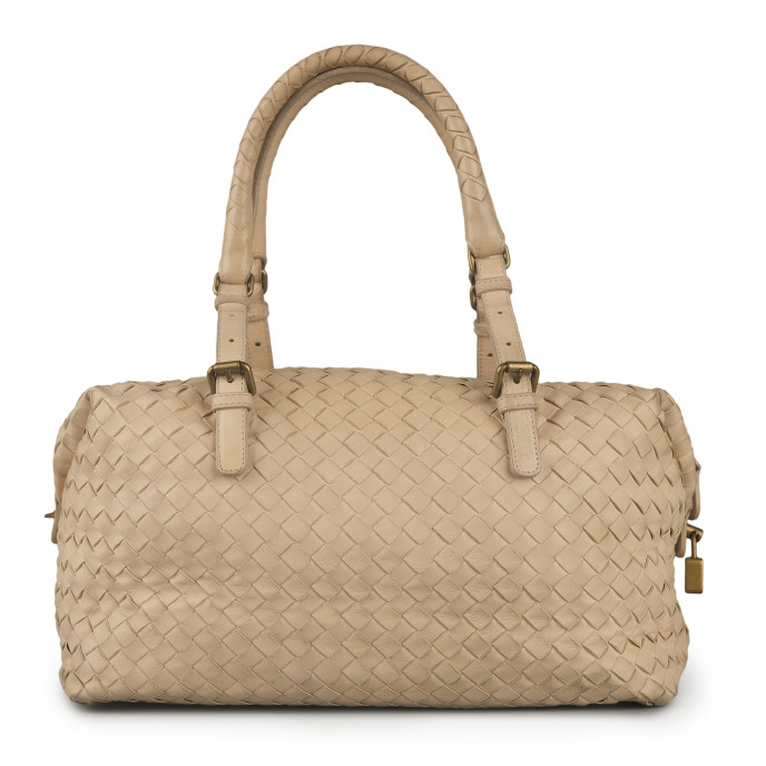 Bottega Veneta Beige Intreciatto Leather Montaigne Shoulder Bag