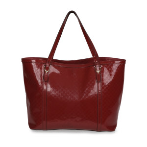 Gucci Red Microguccisima Patent Leather Medium Nice Tote Bag