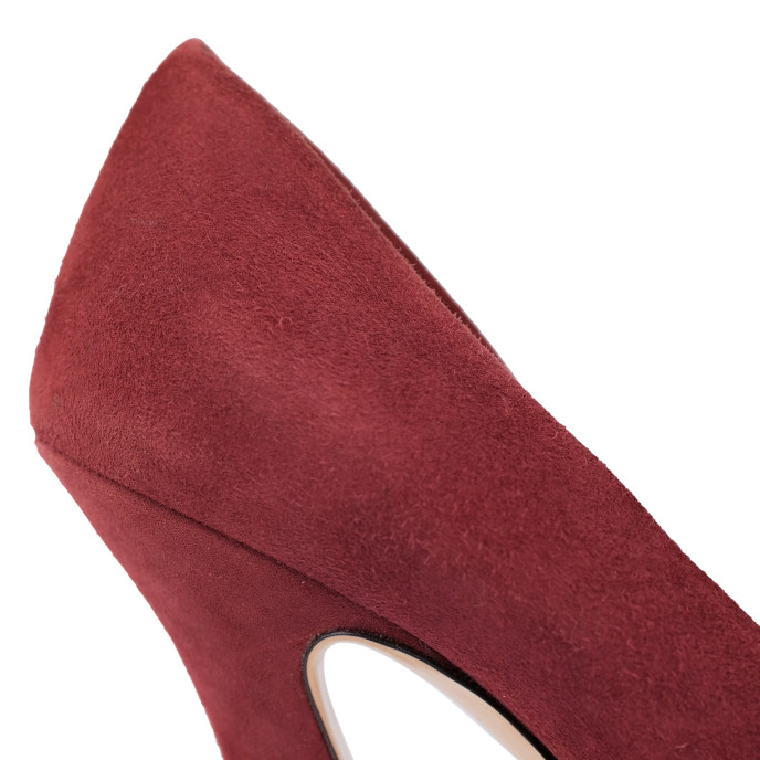 Miu MIu Maroon Suede Peep Toe Pumps