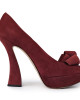 Miu MIu Maroon Suede Peep Toe Pumps