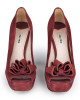 Miu MIu Maroon Suede Peep Toe Pumps