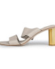 Salvatore Ferragamo Cream Leather Gold Heel Sandals Size 9.5