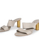 Salvatore Ferragamo Cream Leather Gold Heel Sandals Size 9.5