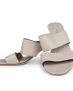 Salvatore Ferragamo Cream Leather Gold Heel Sandals Size 9.5