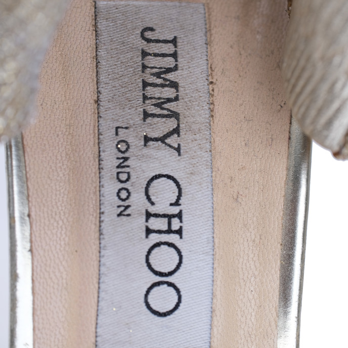 Jimmy Choo Gold Lurex Fabric Strap Stilettoes Size 40