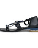 Tory Burch Blue/Black Leather Studded Aurora Ankle-Strap Sandals Size 9M