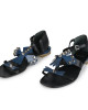 Tory Burch Blue/Black Leather Studded Aurora Ankle-Strap Sandals Size 9M