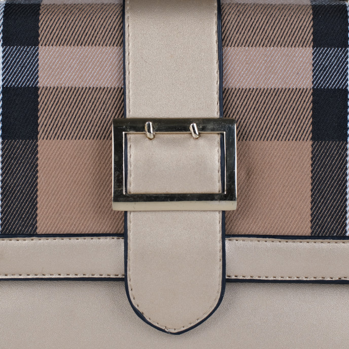 Burberry Gold/Cream Check Canvas and Leather Crossbody Bag