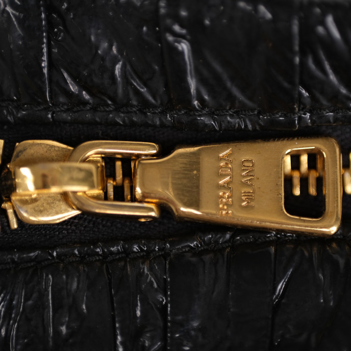 Prada Black Nappa Gaufre Leather Clutch Bag