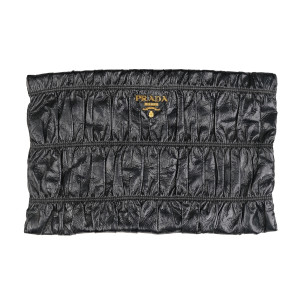 Prada Black Nappa Gaufre Leather Clutch Bag