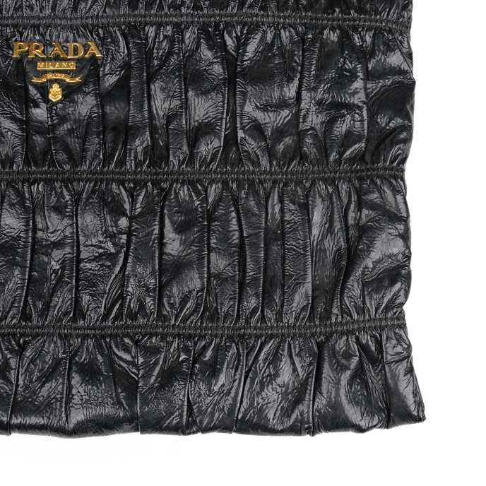 Prada Black Nappa Gaufre Leather Clutch Bag