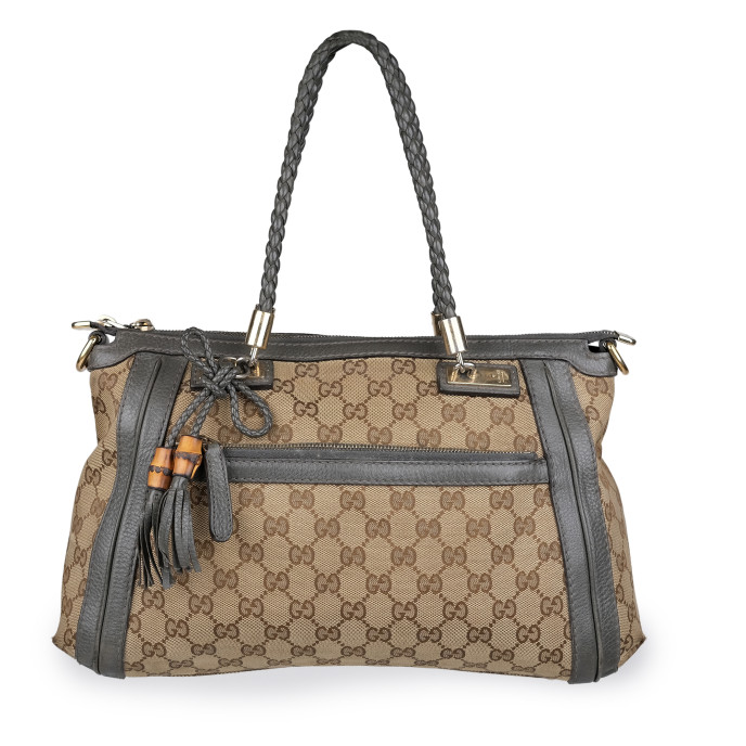 Gucci Brown/Beige Canvas Shoulder Bag