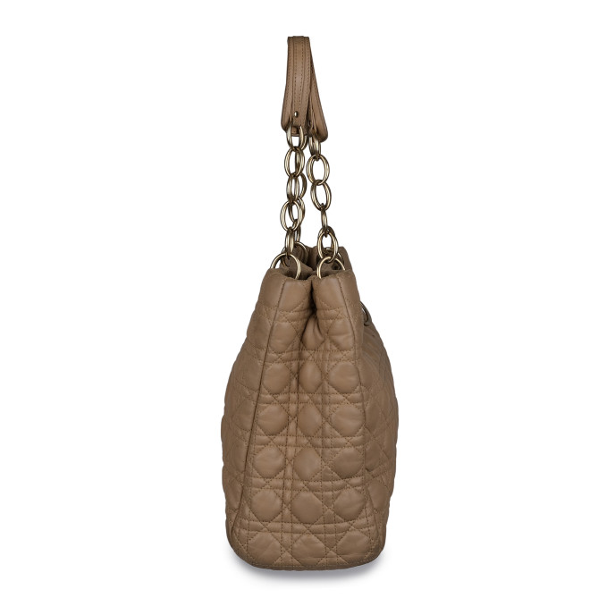 Christian Dior Beige Cannage Quilted Leather Large Soft Shopping Tote