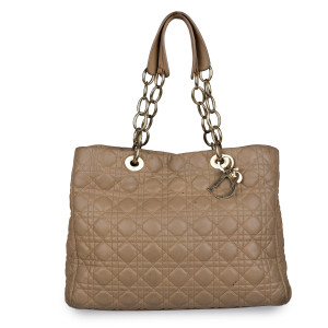Christian Dior Beige Cannage Quilted Leather Large Soft Shopping Tote