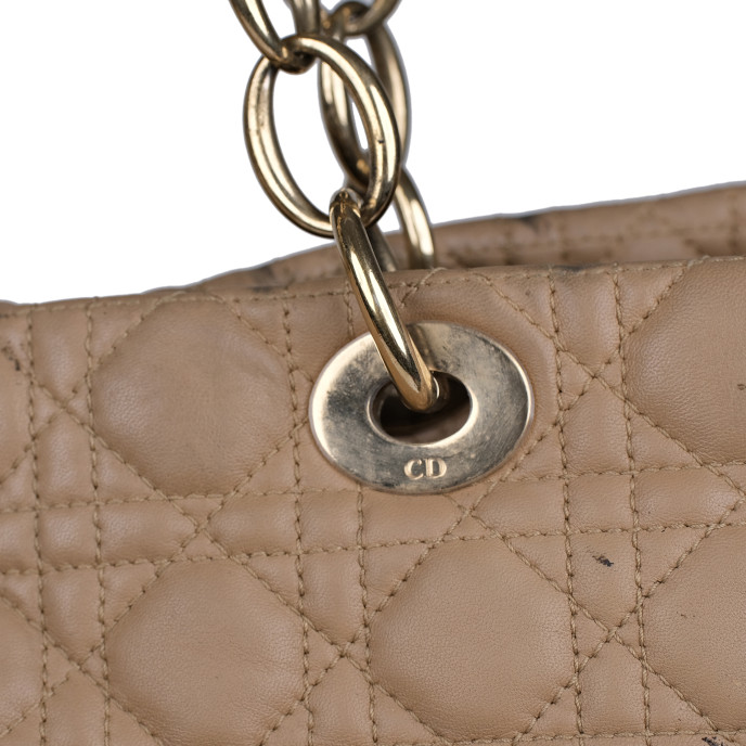 Christian Dior Beige Cannage Quilted Leather Large Soft Shopping Tote