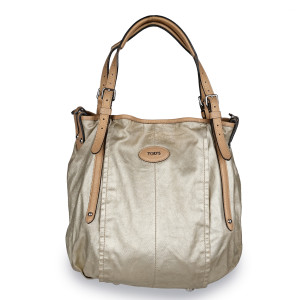 Tod’s Gold Leather G-Line Easy Sacca Tote Bag