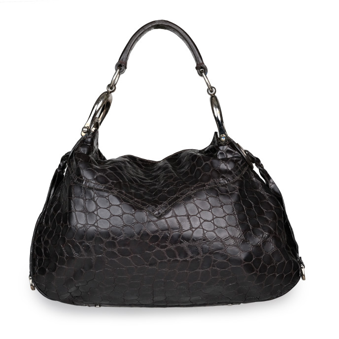 Aigner Black Cros Embossed Leather Bag