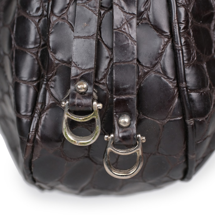 Aigner Black Cros Embossed Leather Bag