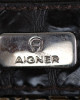 Aigner Black Cros Embossed Leather Bag