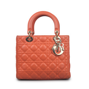 Christian Dior Medium Orange Lady Dior Bag