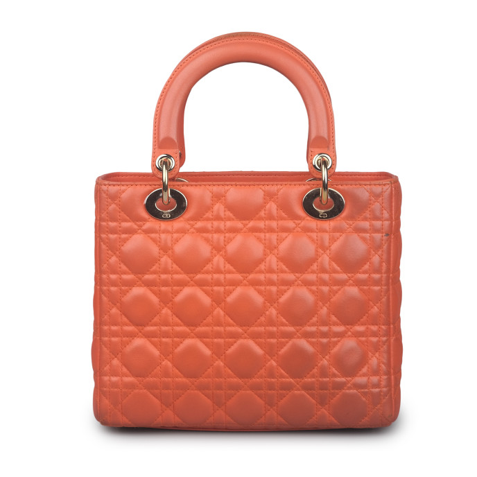 Christian Dior Medium Orange Lady Dior Bag