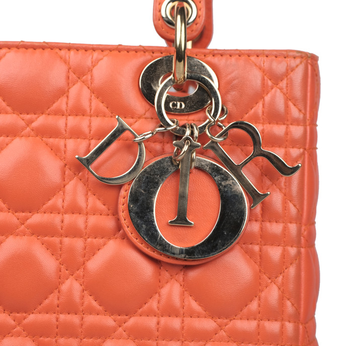 Christian Dior Medium Orange Lady Dior Bag