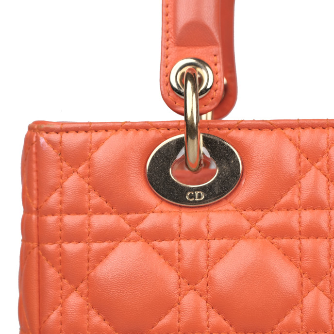 Christian Dior Medium Orange Lady Dior Bag