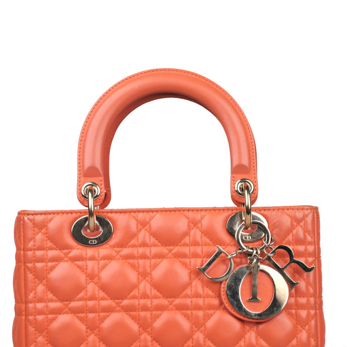 Christian Dior Medium Orange Lady Dior Bag