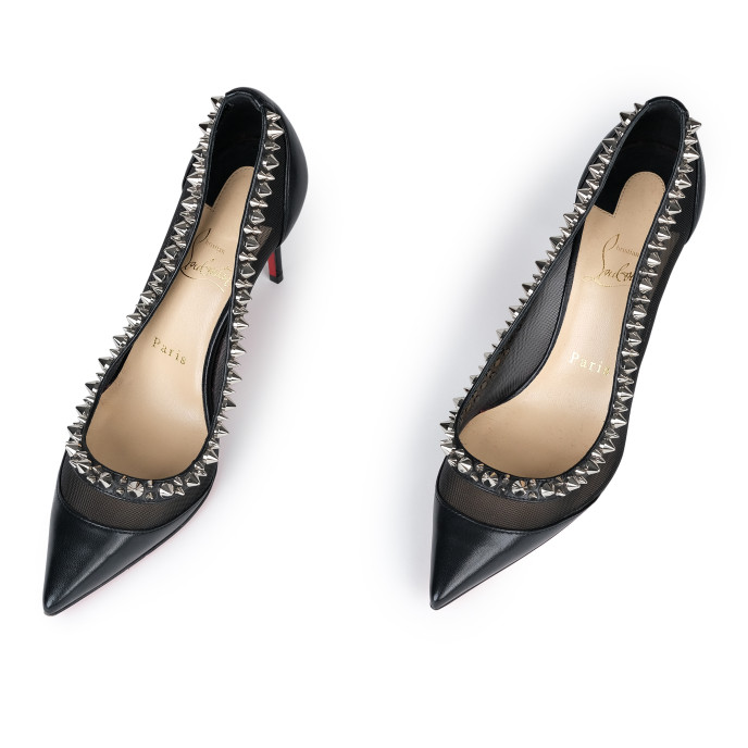 Christian Louboutin Black & Silver Galativi Spikes 85 Heels