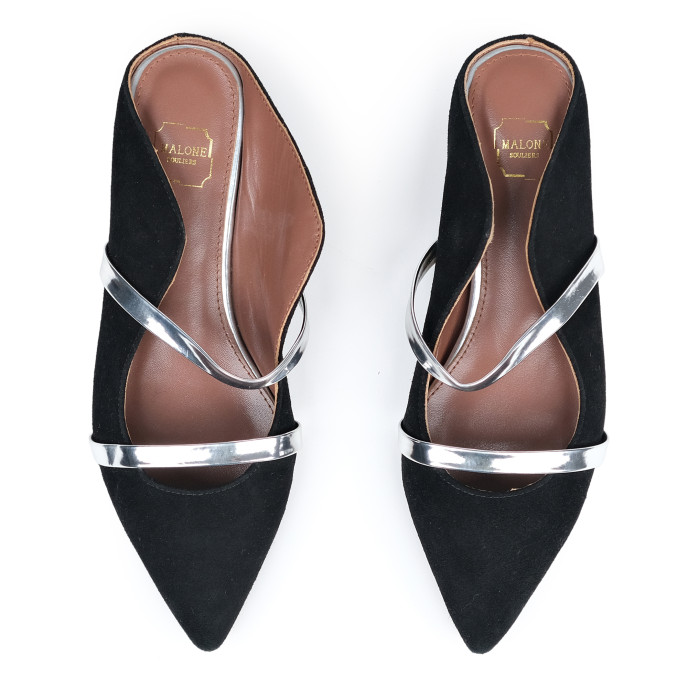 Malone Souliers Black Leather Flat Mules