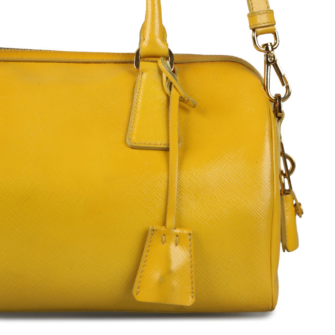 Prada Yellow Saffiano Leather Top Handle Bag