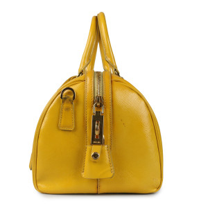 Prada Yellow Saffiano Leather Top Handle Bag